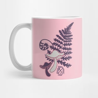 Pink Mushroom and Fern Mug